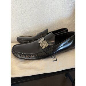 Louis Vuitton Men's Leather Loafers Black Slip On 1125 Size 11/12 Driving Shoes